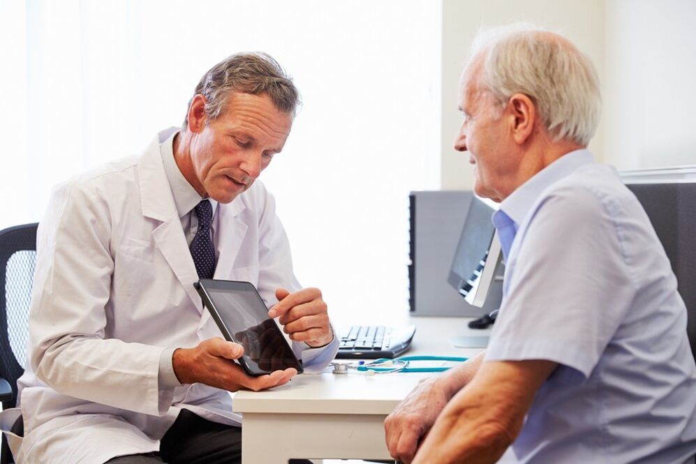 Patient with prostatitis at medical consultation